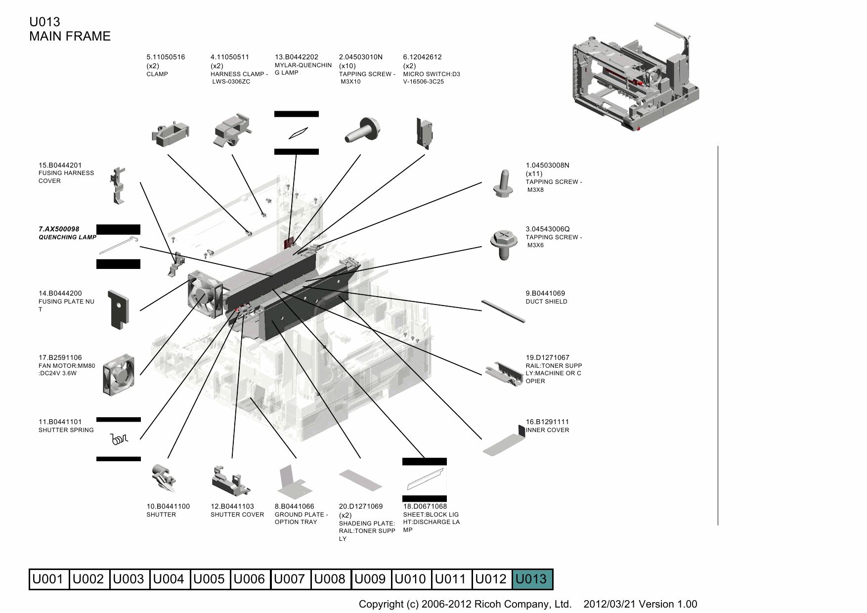 RICOH Aficio MP-301SP 301SPF D127 D128 Parts Catalog-6